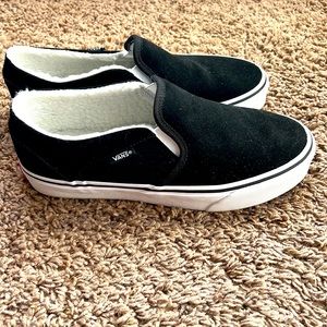 Black suede Vans, womens size 7.5